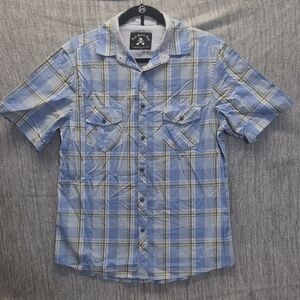 Rock Roll -n-soul Men's Light Blue Plaid Short Sleeve Shirt Size M